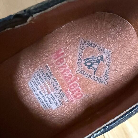 Mezcalero Mexico Made Embossed Leather Western Leather Booties in Blue 10EE - Picture 16 of 16